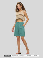 Willit Women's Pleated Linen Shorts 10 Inch 