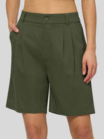 Willit Women's Pleated Linen Shorts 10 Inch 