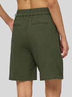 Willit Women's Pleated Linen Shorts 10 Inch 