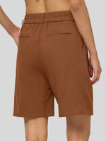 Willit Women's Pleated Linen Shorts 10 Inch 