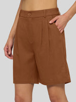 Willit Women's Pleated Linen Shorts 10 Inch 