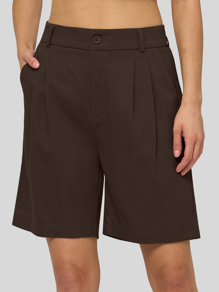 Willit Women's Pleated Linen Shorts 10 Inch 
