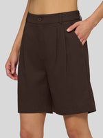 Willit Women's Pleated Linen Shorts 10 Inch 