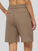 Willit Women's Pleated Linen Shorts 10 Inch 