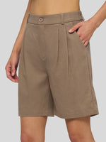 Willit Women's Pleated Linen Shorts 10 Inch 