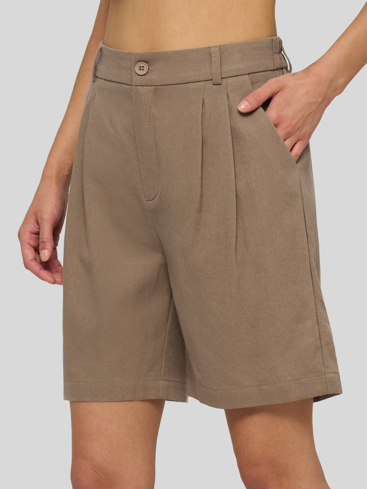 Willit Women's Pleated Linen Shorts 10 Inch 