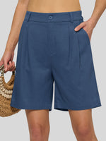 Willit Women's Pleated Linen Shorts 10 Inch -