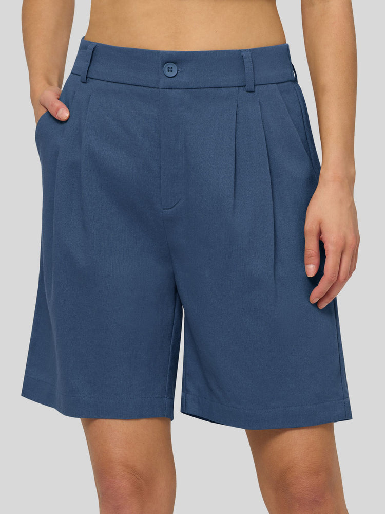 Willit Women's Pleated Linen Shorts 10 Inch -