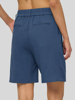 Willit Women's Pleated Linen Shorts 10 Inch -