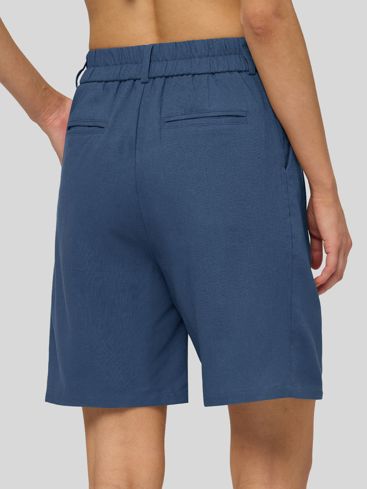 Willit Women's Pleated Linen Shorts 10 Inch -