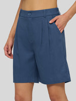 Willit Women's Pleated Linen Shorts 10 Inch -