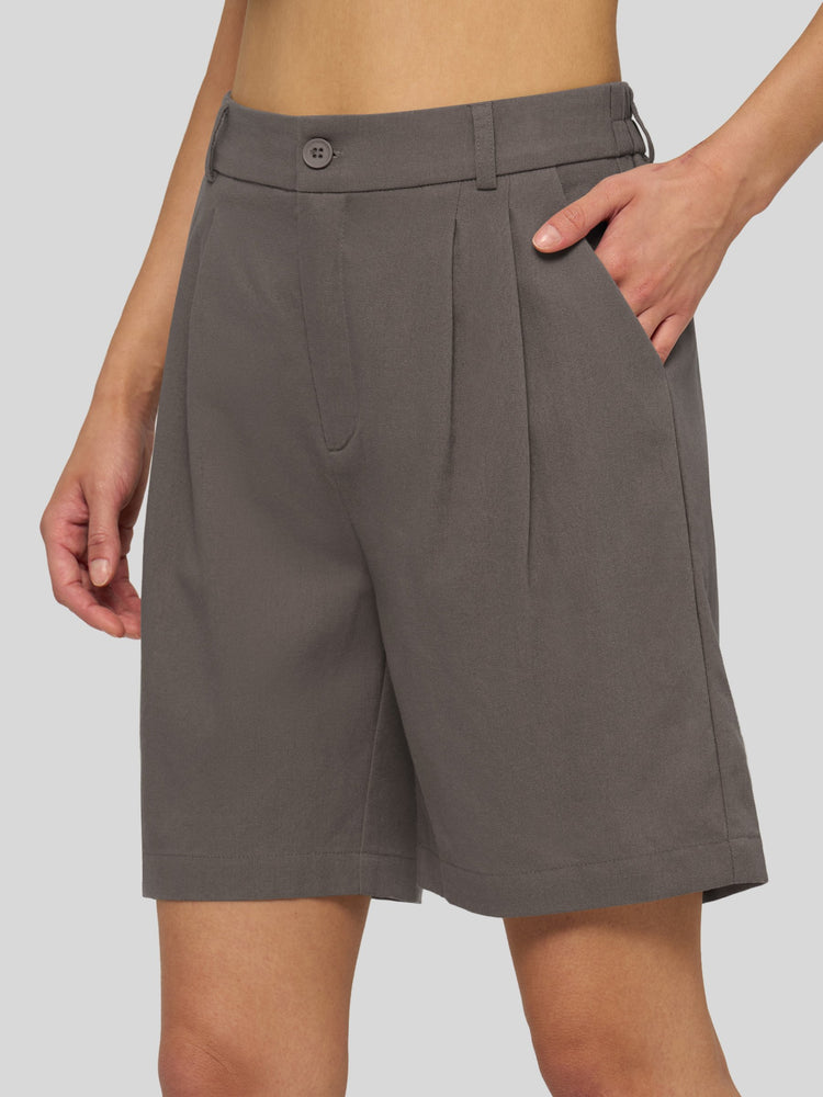 Willit Women's Pleated Linen Shorts 10 Inch 