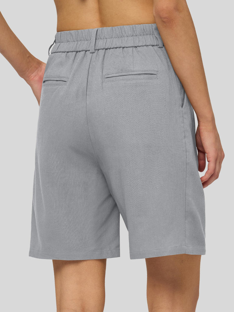 Willit Women's Pleated Linen Shorts 13 Inch 