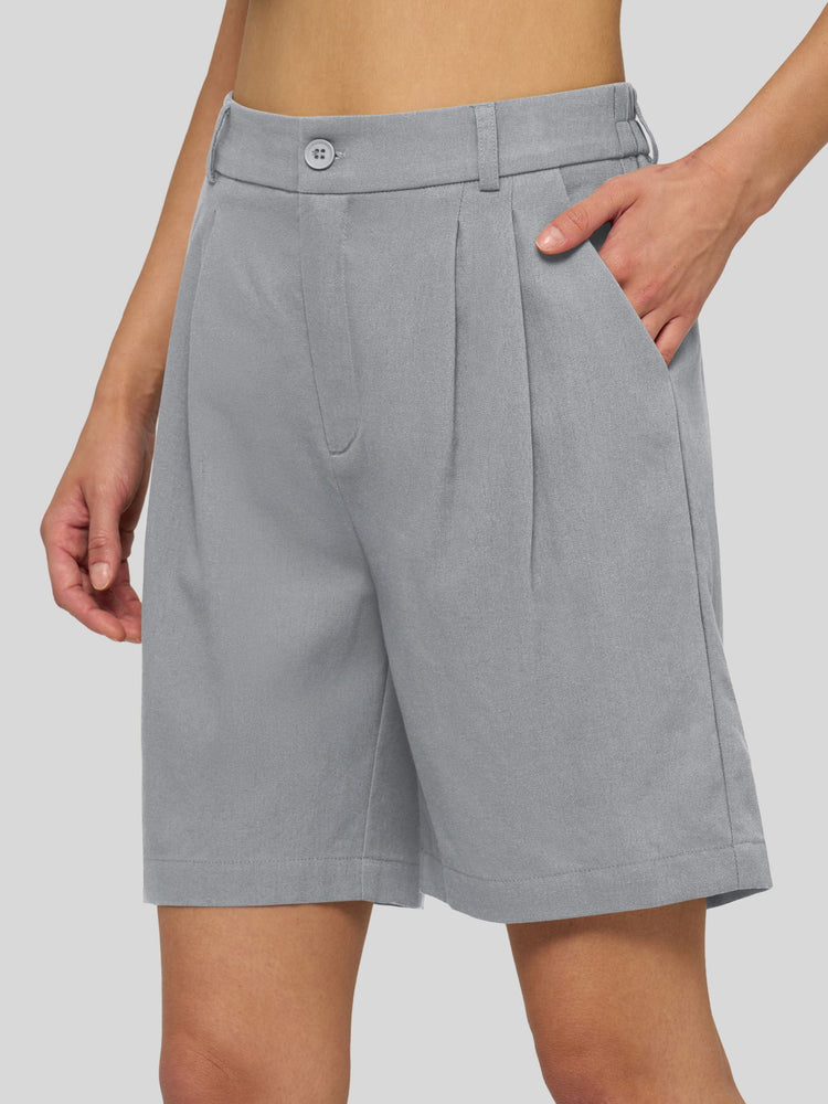 Willit Women's Pleated Linen Shorts 10 Inch 