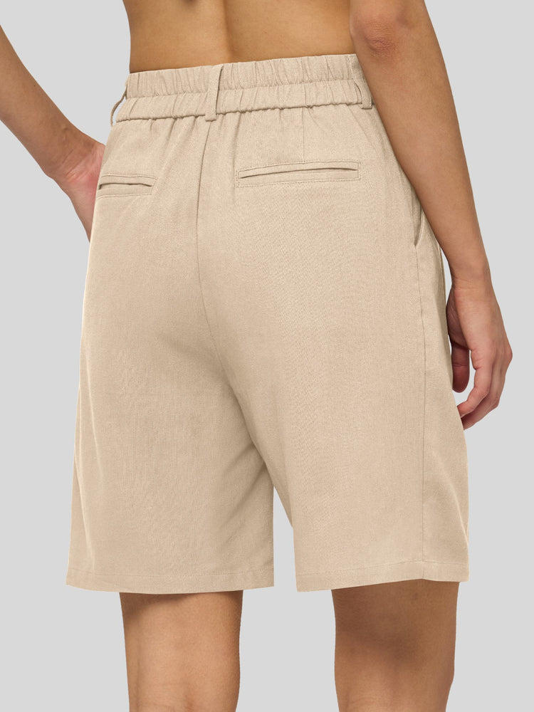 Willit Women's Pleated Linen Shorts 10 Inch -