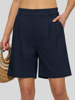 Willit Women's Pleated Linen Shorts 10 Inch 