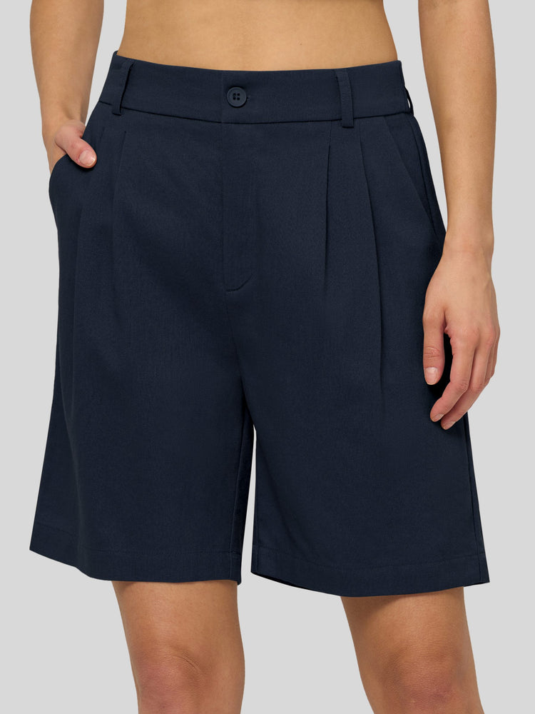 Willit Women's Pleated Linen Shorts 10 Inch 