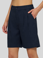 Willit Women's Pleated Linen Shorts 10 Inch 