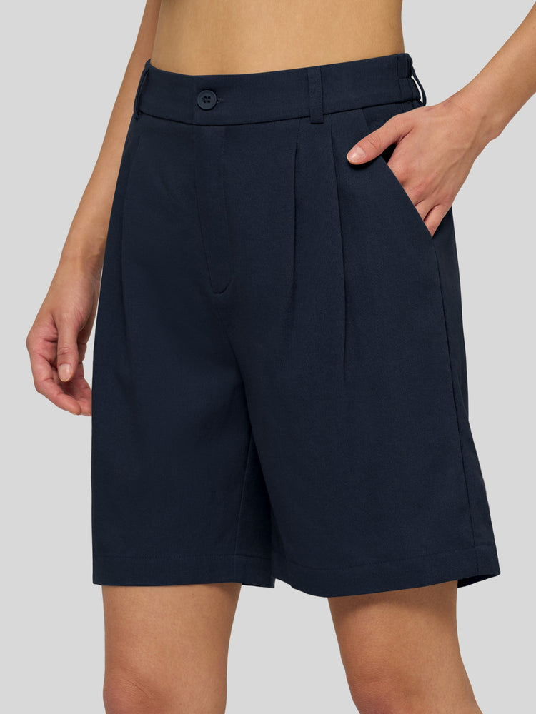 Willit Women's Pleated Linen Shorts 10 Inch 