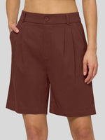 Willit Women's Pleated Linen Shorts 10 Inch 