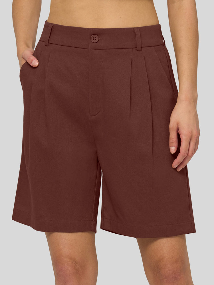 Willit Women's Pleated Linen Shorts 10 Inch 