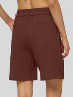 Willit Women's Pleated Linen Shorts 10 Inch 