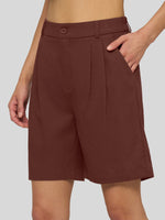 Willit Women's Pleated Linen Shorts 10 Inch 