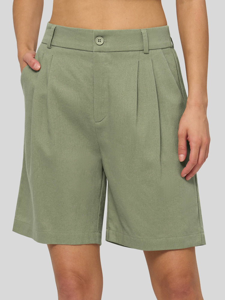 Willit Women's Pleated Linen Shorts 10 Inch 