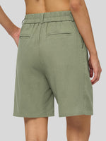 Willit Women's Pleated Linen Shorts 10 Inch 