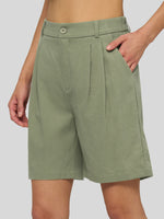 Willit Women's Pleated Linen Shorts 10 Inch 