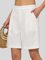 Willit Women's Pleated Linen Shorts 10 Inch 