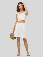 Willit Women's Pleated Linen Shorts 10 Inch 