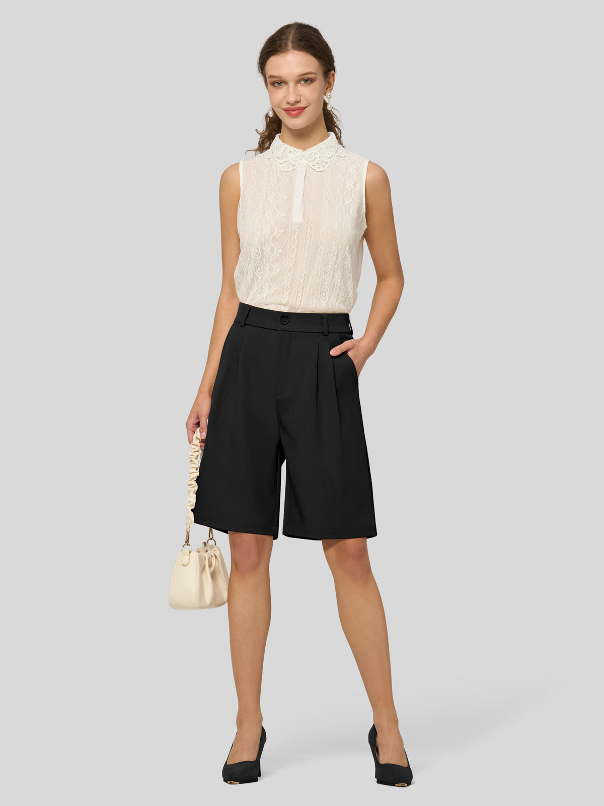 Willit Women's Pleated Work Shorts 10 Inch -
