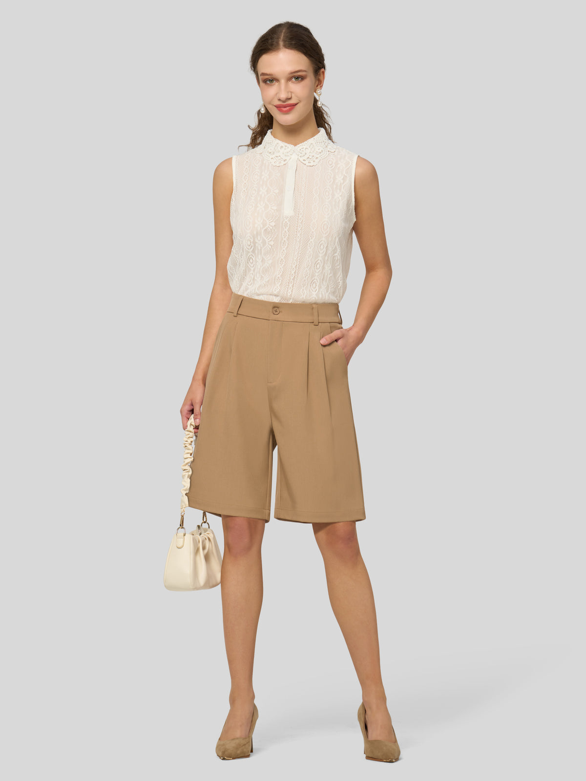 Willit Women's Pleated Work Shorts 10 Inch 