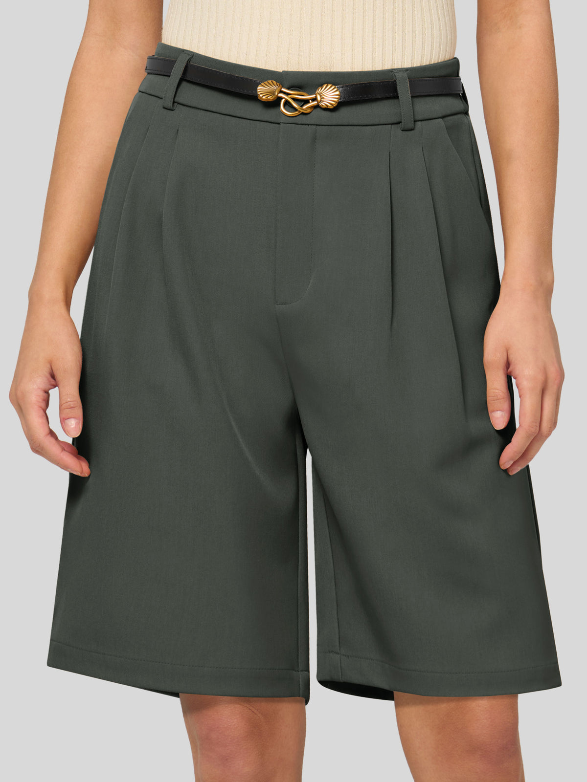 Willit Women's Pleated Work Shorts 10 Inch 