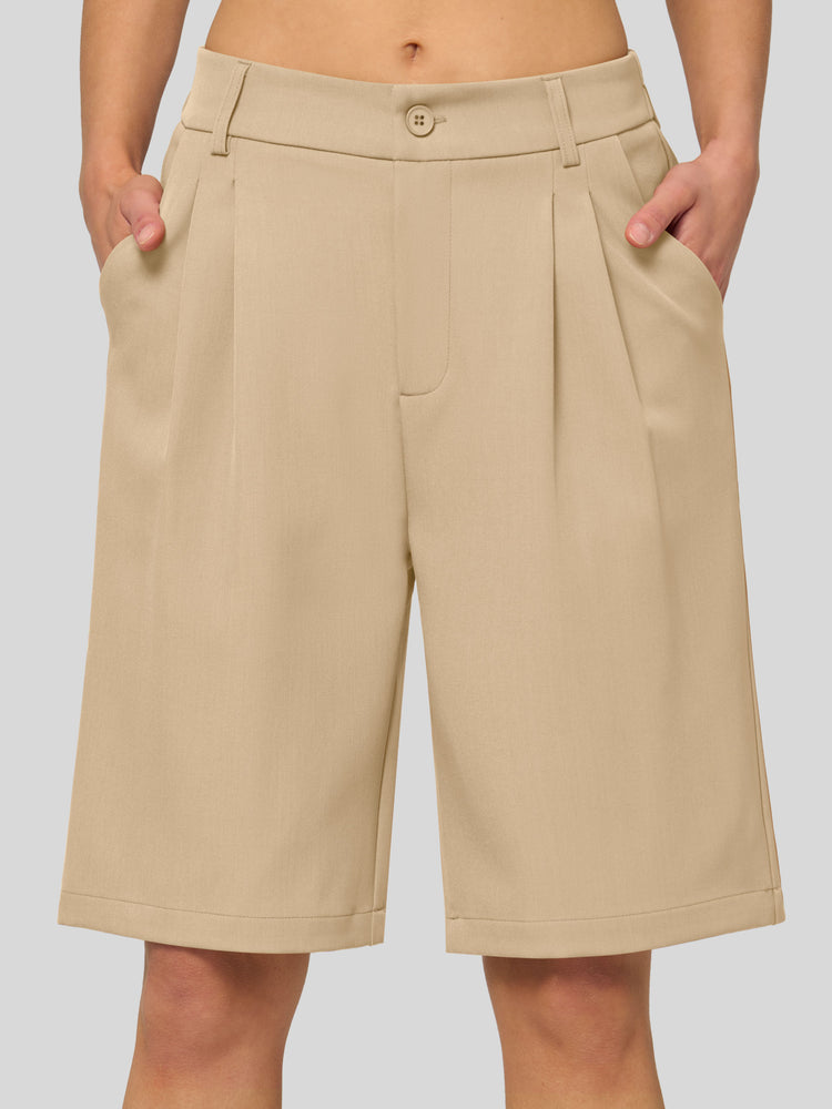 Willit Women's Pleated Work Shorts 10 Inch 