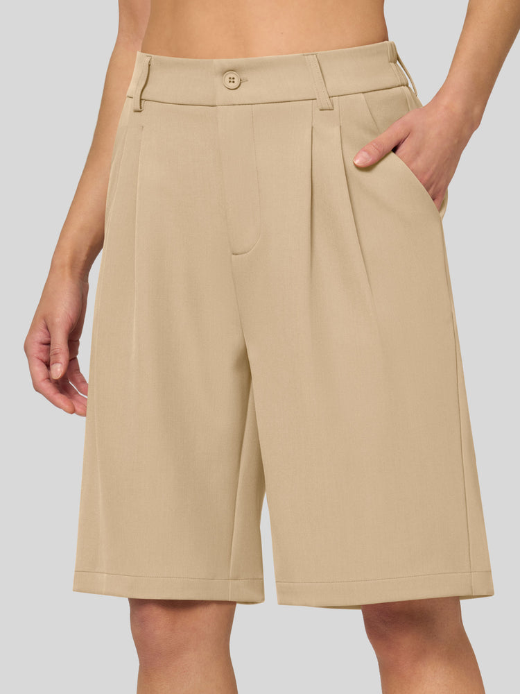 Willit Women's Pleated Work Shorts 10 Inch 