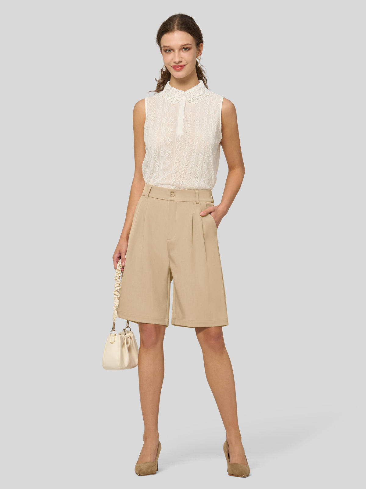 Willit Women's Pleated Work Shorts 10 Inch 