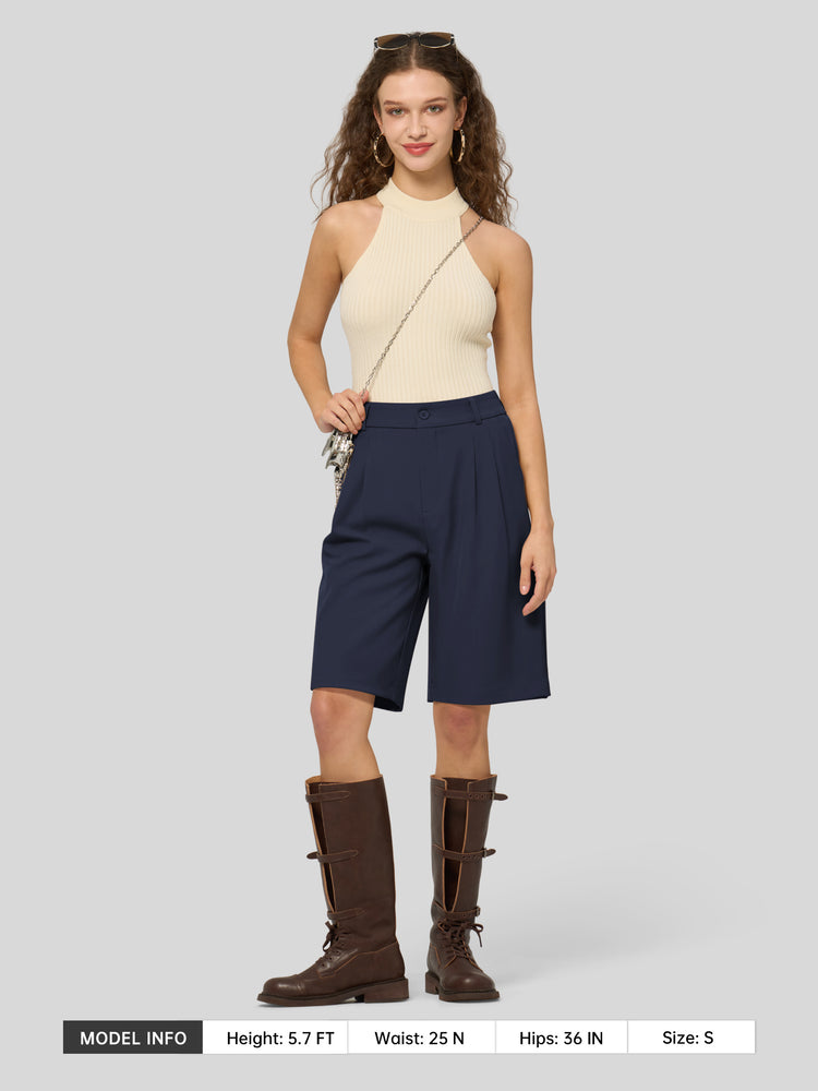 Willit Women's Pleated Work Shorts 10 Inch 