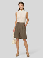 Willit Women's Pleated Work Shorts 10 Inch 