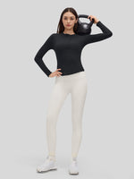 Women_sRibbed Henley Long Sleeve Top 