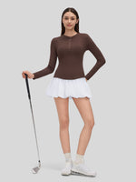 Women_sRibbed Henley Long Sleeve Top 