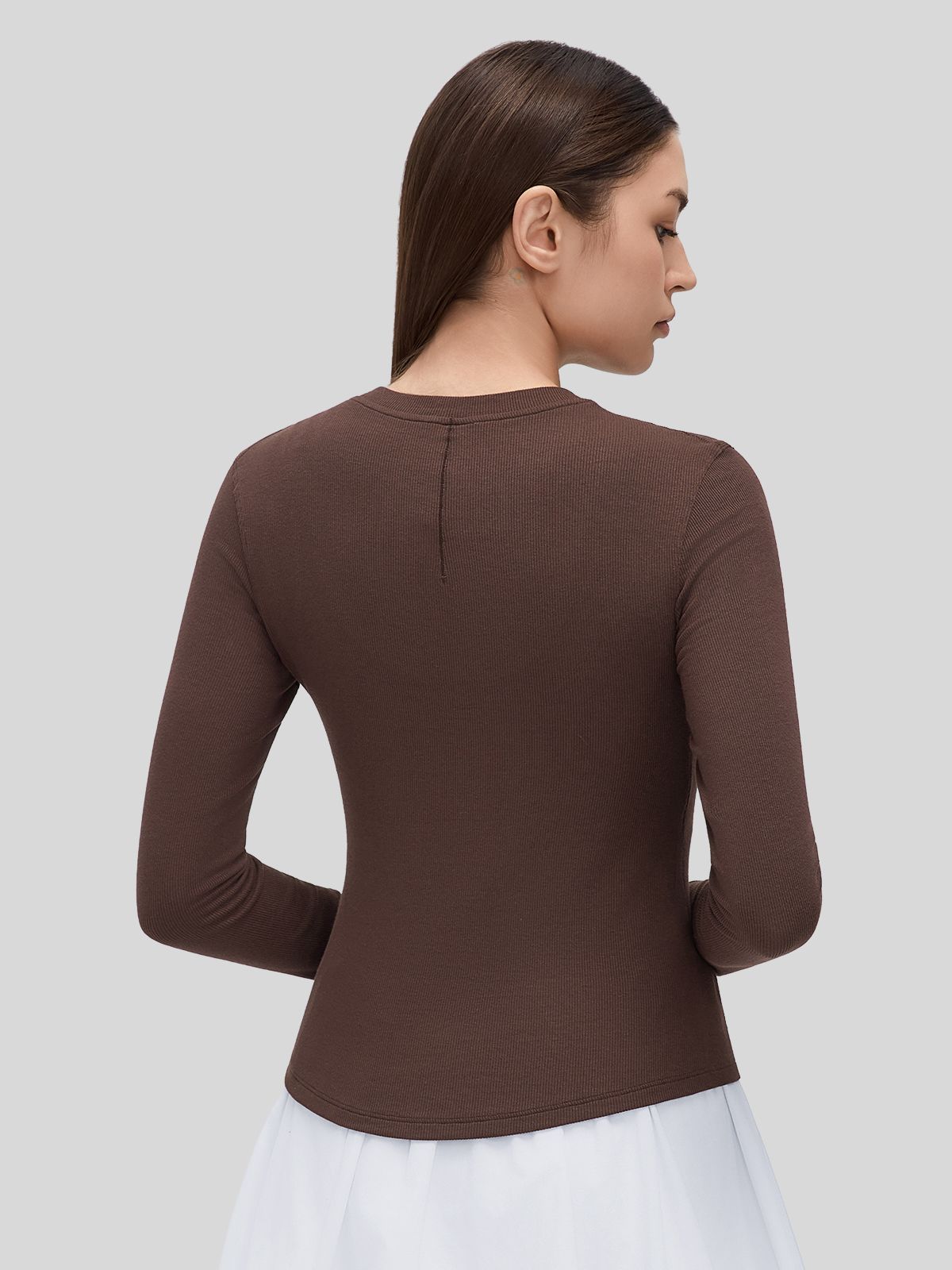 Women_sRibbed Henley Long Sleeve Top 
