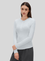 Women_s Ribbed Henley Long Sleeve Top 