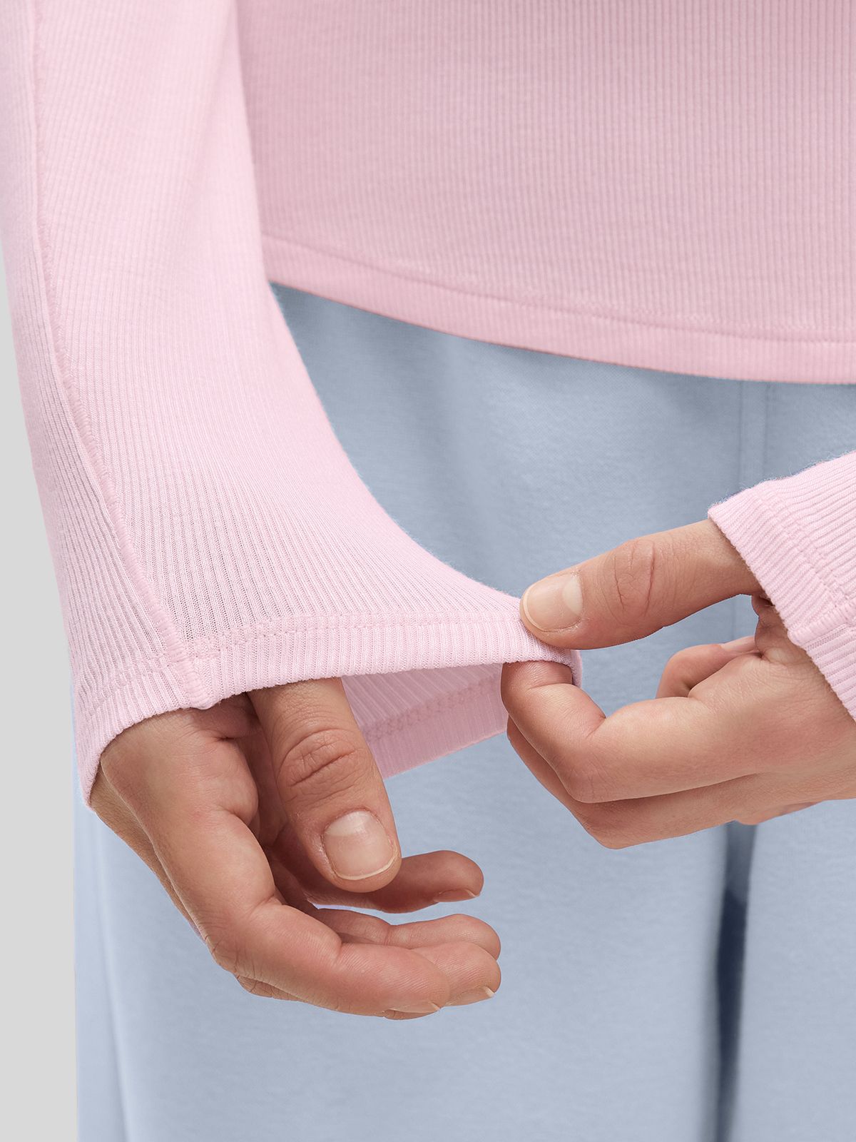 Women_s Ribbed Henley Long Sleeve Top 