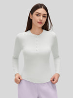Women_s Ribbed Henley Long Sleeve Top 