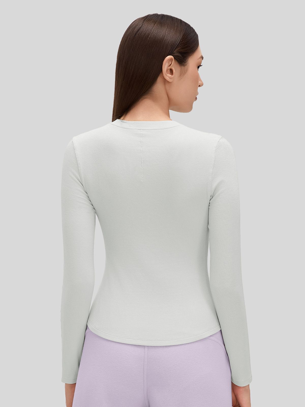 Women_s Ribbed Henley Long Sleeve Top 