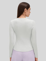 Women_s Ribbed Henley Long Sleeve Top 