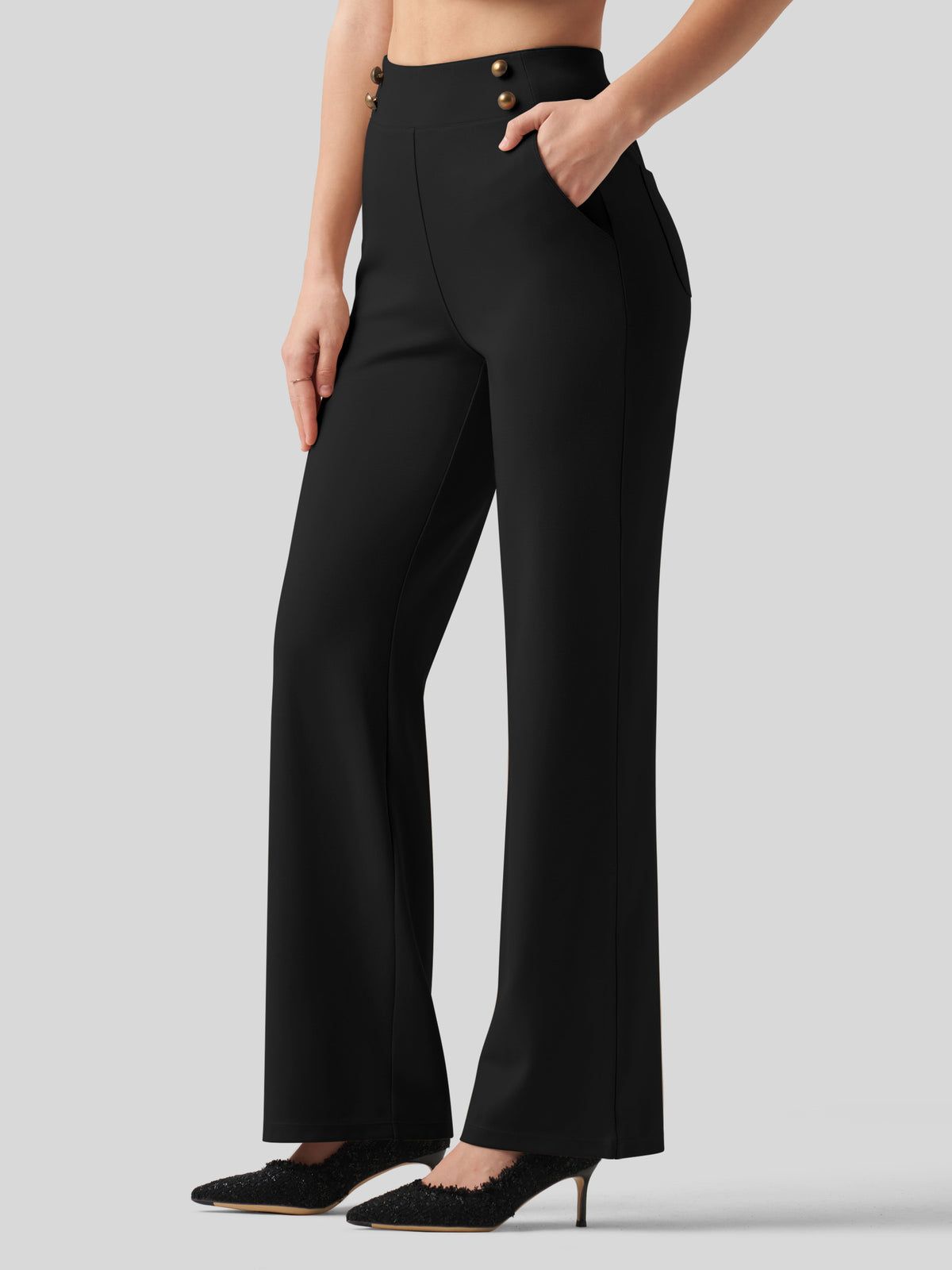 Willit Women's Smooth Wide Leg Dress Pants 33 Inch 