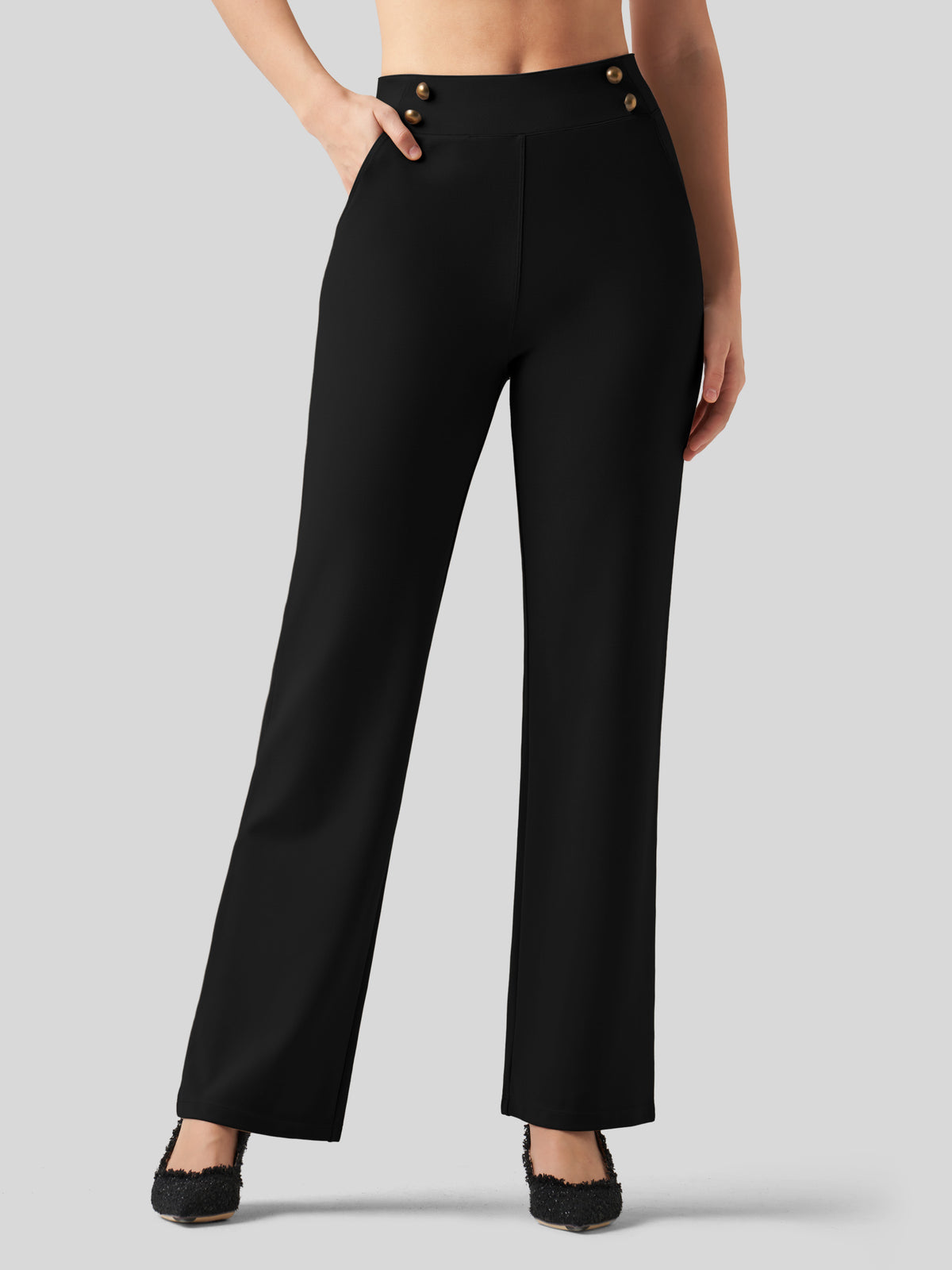 Willit Women's Smooth Wide Leg Dress Pants 33 Inch 